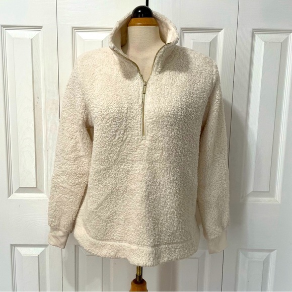 Calvin Klein Sweaters - Calvin Klein Sherpa Style Cream Teddy Sweatshirt Jacket Large